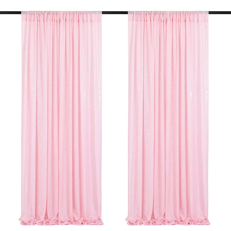 SoarDream Pink Sequin Backdrop Curtains 2 Pieces 2ftx8ft Photography Background Party Curtain Glitter Wedding Backdrop Fabric for Christmas Party Decoration - Image 1
